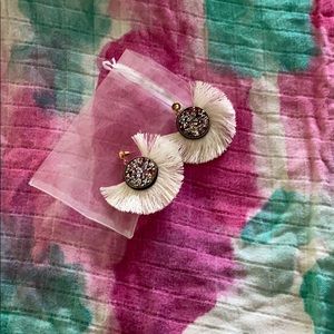 Crystal fringe fan earrings